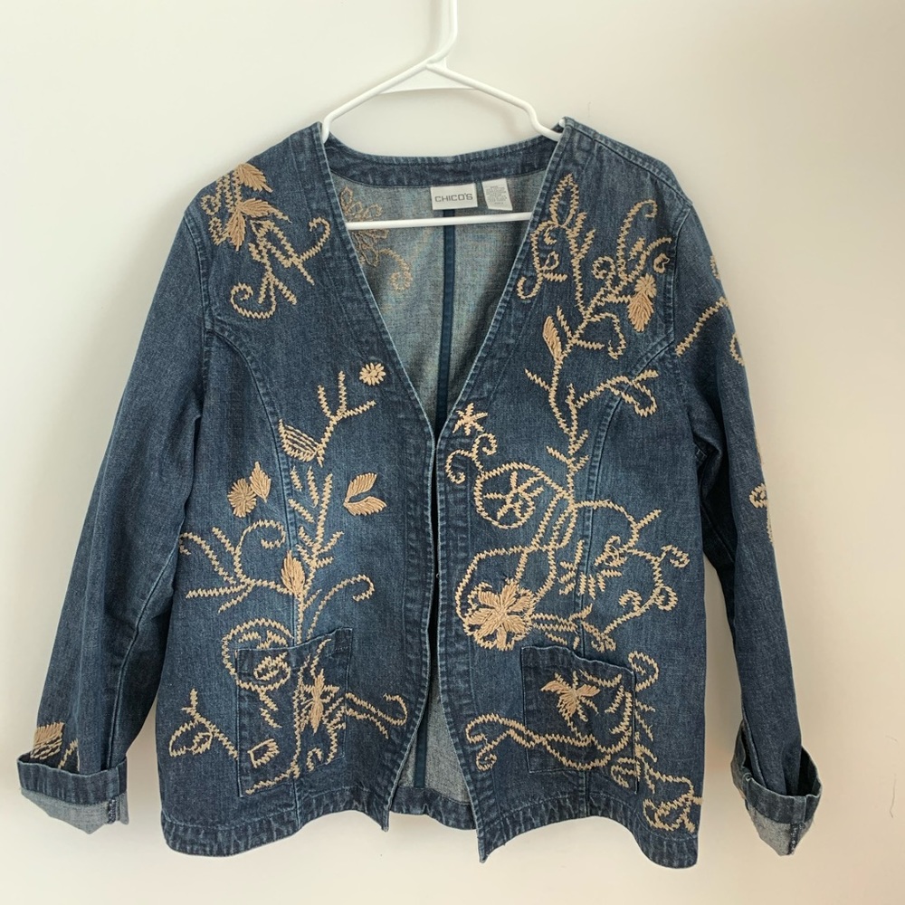 stitched denim vest